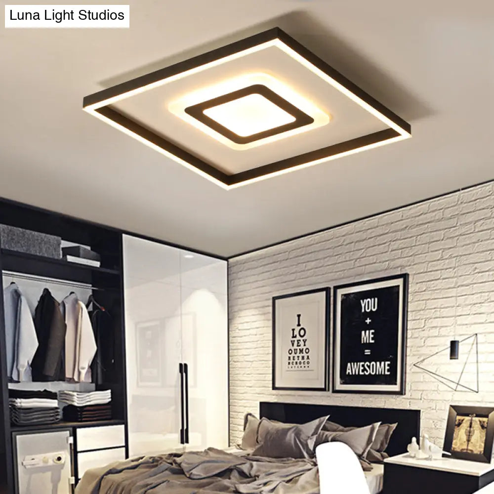 DecorBites™ DecorBites™ Contemporary Dark Brown Acrylic LED Flush Ceiling Light - Square/Rectangular Design