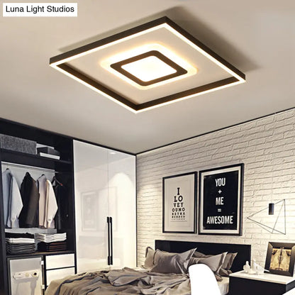 DecorBites™ DecorBites™ Contemporary Dark Brown Acrylic LED Flush Ceiling Light - Square/Rectangular Design