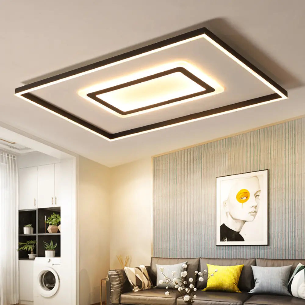 DecorBites™ DecorBites™ Contemporary Dark Brown Acrylic LED Flush Ceiling Light - Square/Rectangular Design
