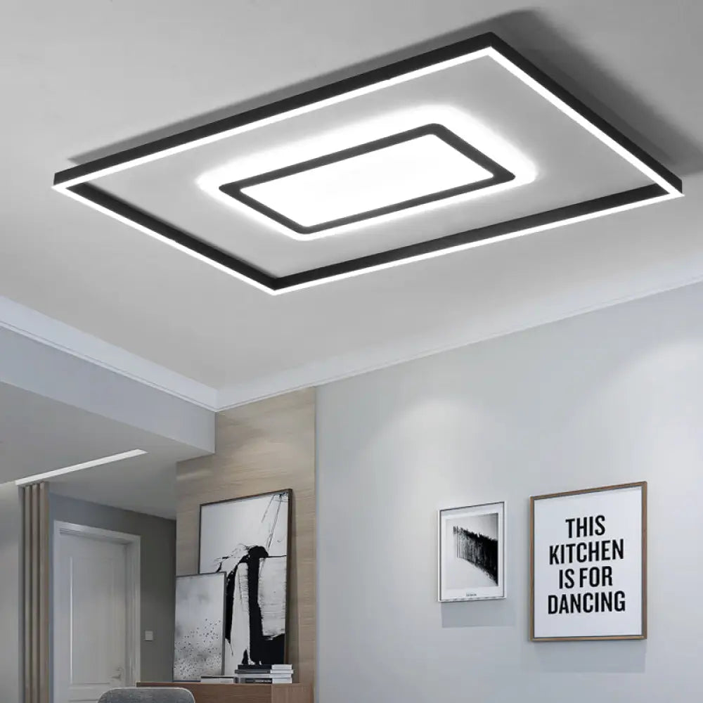 DecorBites™ DecorBites™ Contemporary Dark Brown Acrylic LED Flush Ceiling Light - Square/Rectangular Design