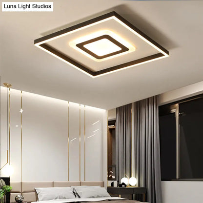 DecorBites™ DecorBites™ Contemporary Dark Brown Acrylic LED Flush Ceiling Light - Square/Rectangular Design