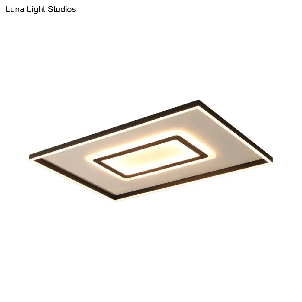 DecorBites™ DecorBites™ Contemporary Dark Brown Acrylic LED Flush Ceiling Light - Square/Rectangular Design
