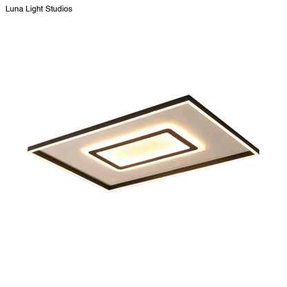 DecorBites™ DecorBites™ Contemporary Dark Brown Acrylic LED Flush Ceiling Light - Square/Rectangular Design