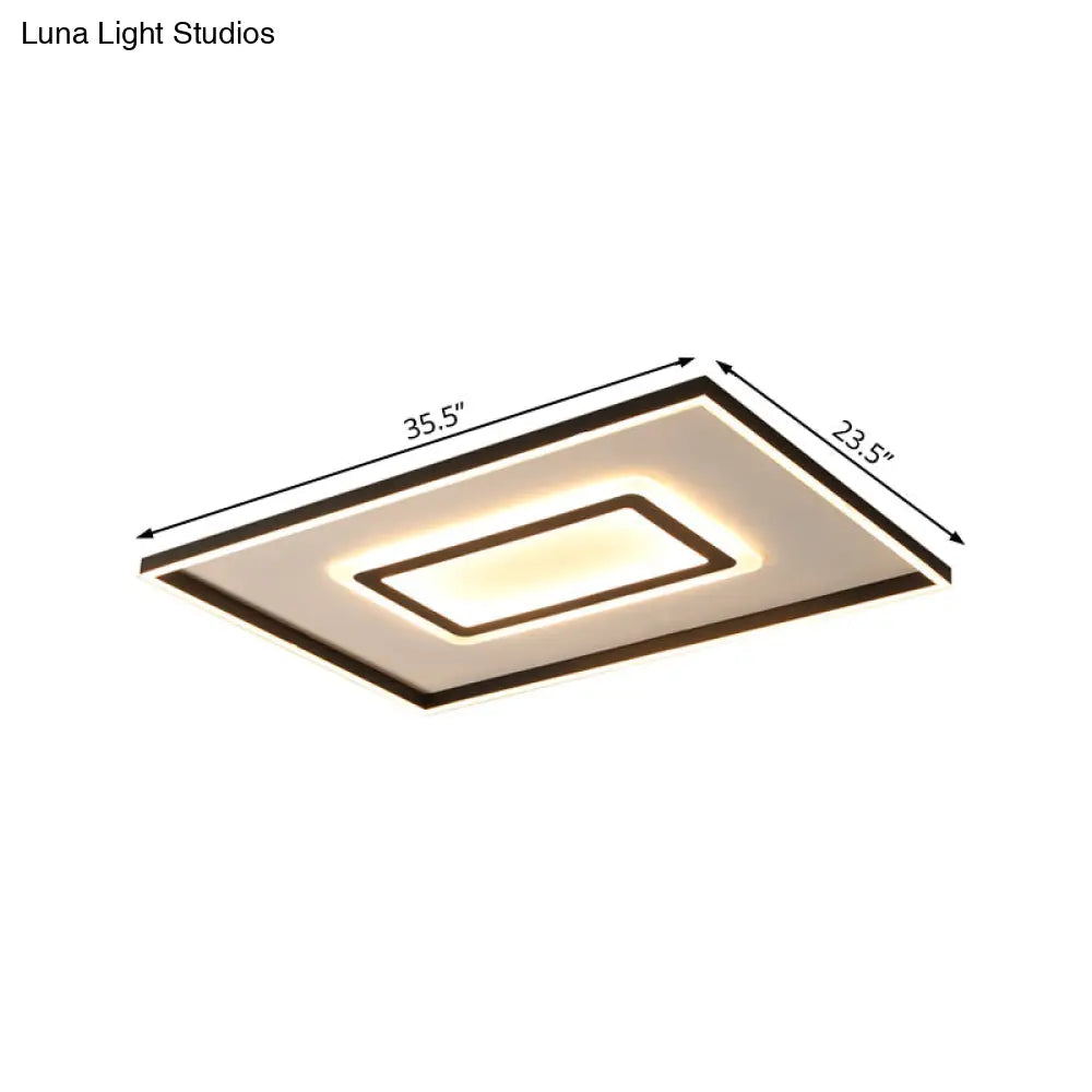 DecorBites™ DecorBites™ Contemporary Dark Brown Acrylic LED Flush Ceiling Light - Square/Rectangular Design