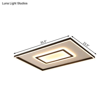 DecorBites™ DecorBites™ Contemporary Dark Brown Acrylic LED Flush Ceiling Light - Square/Rectangular Design