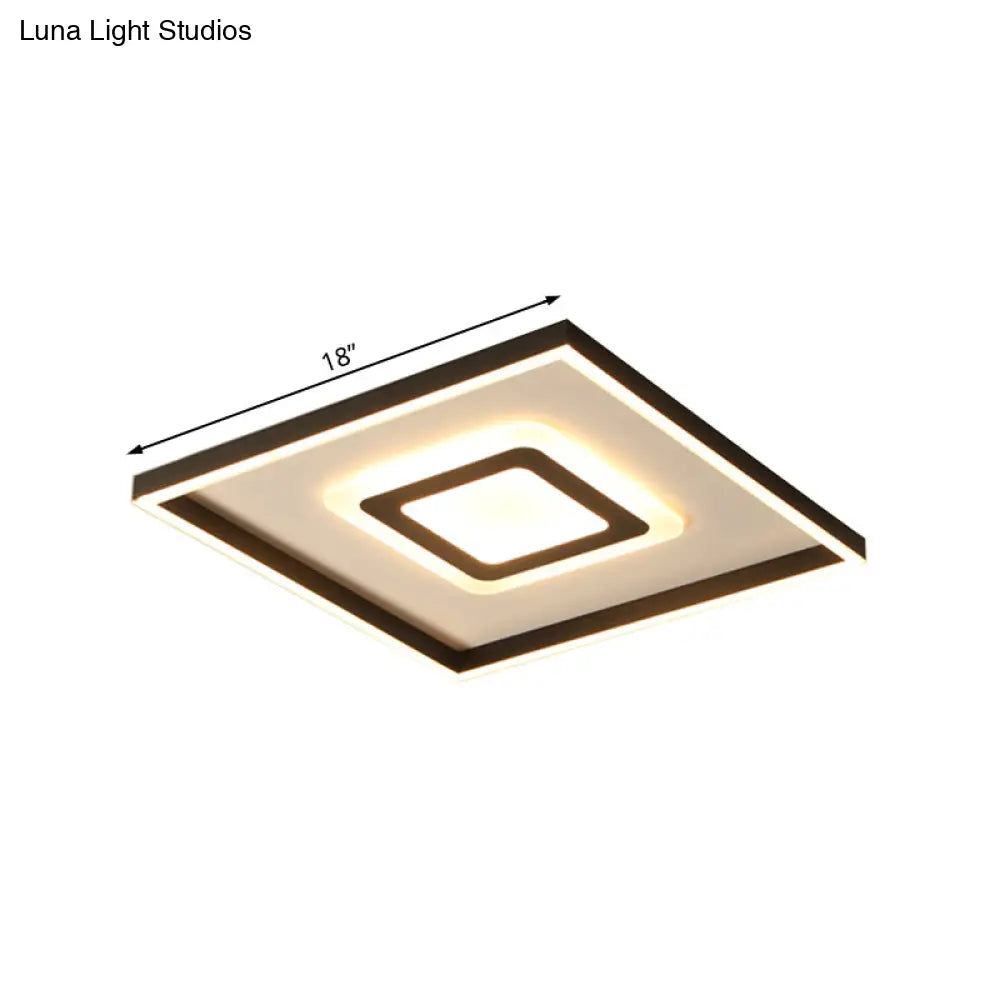 DecorBites™ DecorBites™ Contemporary Dark Brown Acrylic LED Flush Ceiling Light - Square/Rectangular Design