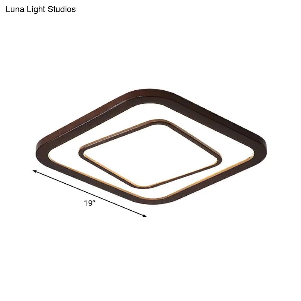 Lámpara de techo empotrada LED DecorBites™ de madera oscura contemporánea - Diseño cuadrado