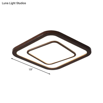 Lámpara de techo empotrada LED DecorBites™ de madera oscura contemporánea - Diseño cuadrado