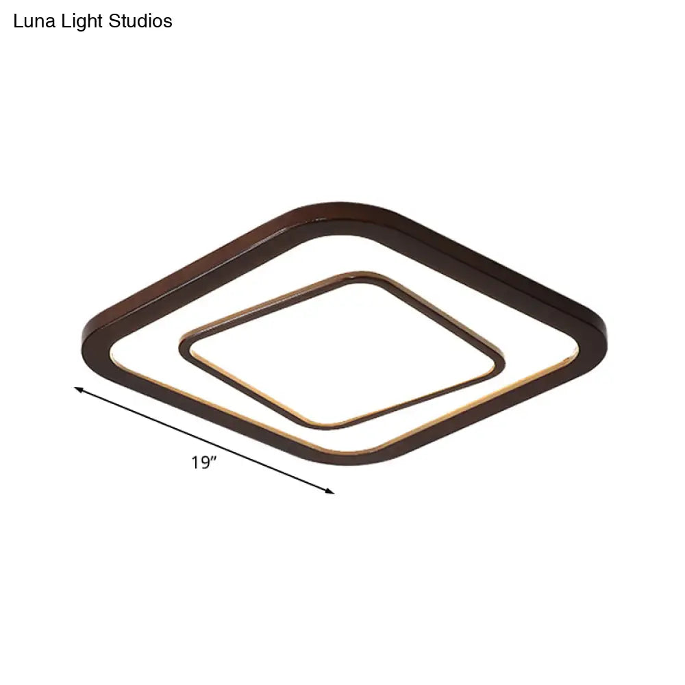 Lámpara de techo empotrada LED DecorBites™ de madera oscura contemporánea - Diseño cuadrado