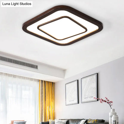 Lámpara de techo empotrada LED DecorBites™ de madera oscura contemporánea - Diseño cuadrado