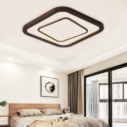 Lámpara de techo empotrada LED DecorBites™ de madera oscura contemporánea - Diseño cuadrado