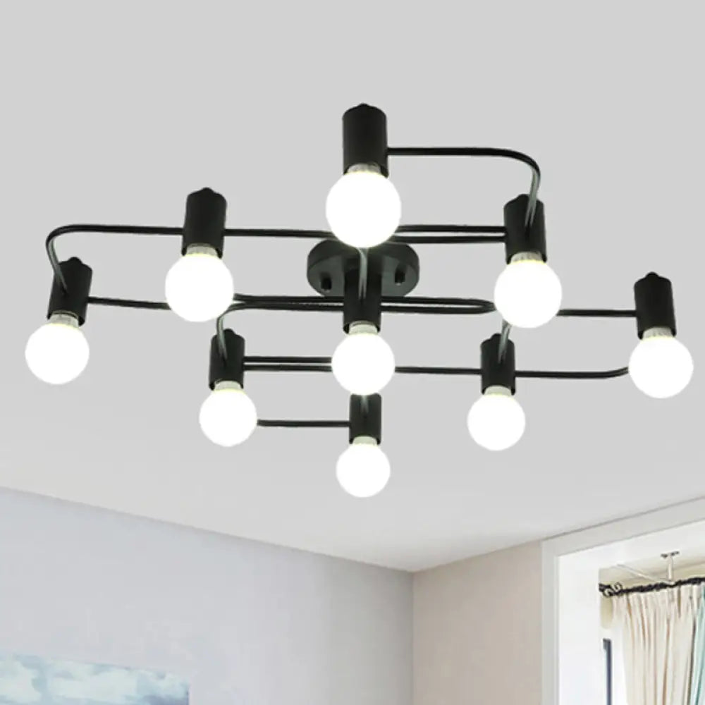 Lámpara de techo semiempotrada DecorBites™ contemporánea, rectangular o con forma de diamante, de 5, 7 o 9 luces, LED blanco/negro y pantalla de cristal opalino.