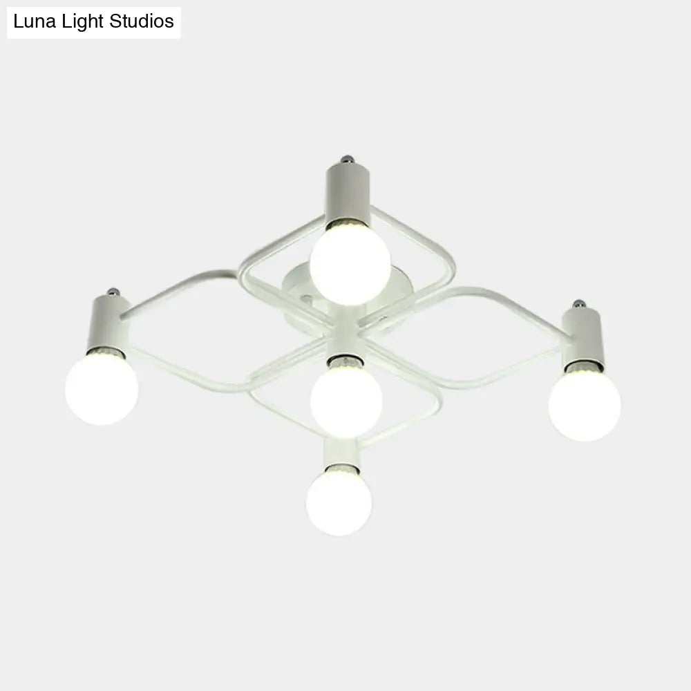 Lámpara de techo semiempotrada DecorBites™ contemporánea, rectangular o con forma de diamante, de 5, 7 o 9 luces, LED blanco/negro y pantalla de cristal opalino.