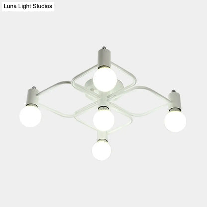 Lámpara de techo semiempotrada DecorBites™ contemporánea, rectangular o con forma de diamante, de 5, 7 o 9 luces, LED blanco/negro y pantalla de cristal opalino.