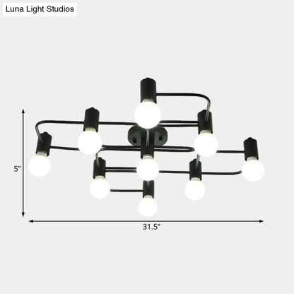 Lámpara de techo semiempotrada DecorBites™ contemporánea, rectangular o con forma de diamante, de 5, 7 o 9 luces, LED blanco/negro y pantalla de cristal opalino.