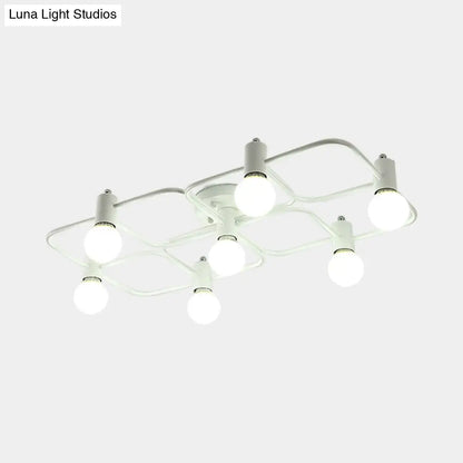 Lámpara de techo semiempotrada DecorBites™ contemporánea, rectangular o con forma de diamante, de 5, 7 o 9 luces, LED blanco/negro y pantalla de cristal opalino.