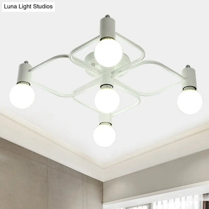 Lámpara de techo semiempotrada DecorBites™ contemporánea, rectangular o con forma de diamante, de 5, 7 o 9 luces, LED blanco/negro y pantalla de cristal opalino.