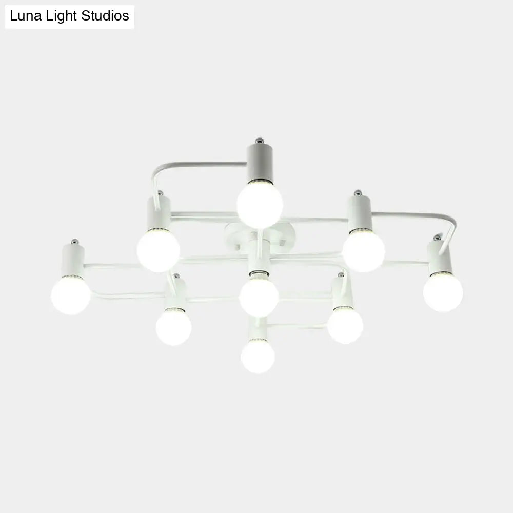 Lámpara de techo semiempotrada DecorBites™ contemporánea, rectangular o con forma de diamante, de 5, 7 o 9 luces, LED blanco/negro y pantalla de cristal opalino.