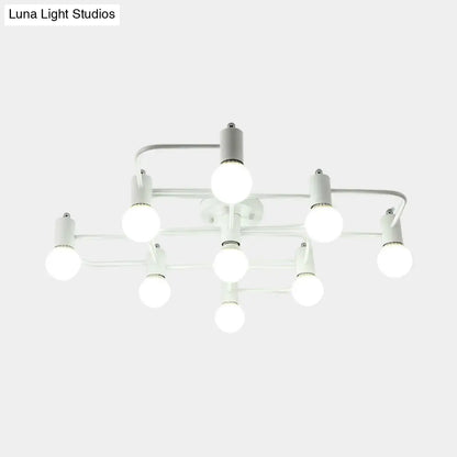 Lámpara de techo semiempotrada DecorBites™ contemporánea, rectangular o con forma de diamante, de 5, 7 o 9 luces, LED blanco/negro y pantalla de cristal opalino.