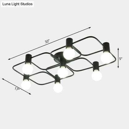 Lámpara de techo semiempotrada DecorBites™ contemporánea, rectangular o con forma de diamante, de 5, 7 o 9 luces, LED blanco/negro y pantalla de cristal opalino.