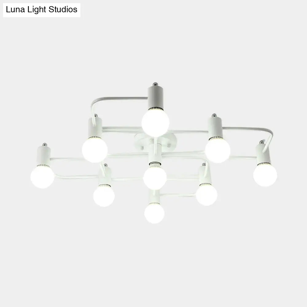 Lámpara de techo semiempotrada DecorBites™ contemporánea, rectangular o con forma de diamante, de 5, 7 o 9 luces, LED blanco/negro y pantalla de cristal opalino.