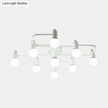 Lámpara de techo semiempotrada DecorBites™ contemporánea, rectangular o con forma de diamante, de 5, 7 o 9 luces, LED blanco/negro y pantalla de cristal opalino.