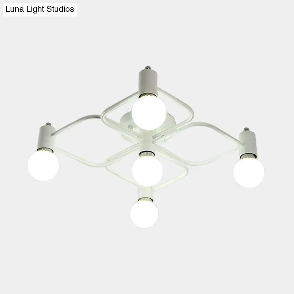 Lámpara de techo semiempotrada DecorBites™ contemporánea, rectangular o con forma de diamante, de 5, 7 o 9 luces, LED blanco/negro y pantalla de cristal opalino.