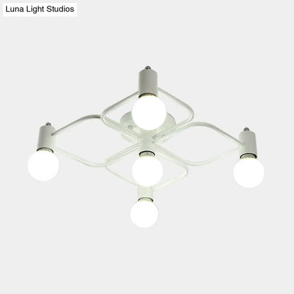 Lámpara de techo semiempotrada DecorBites™ contemporánea, rectangular o con forma de diamante, de 5, 7 o 9 luces, LED blanco/negro y pantalla de cristal opalino.