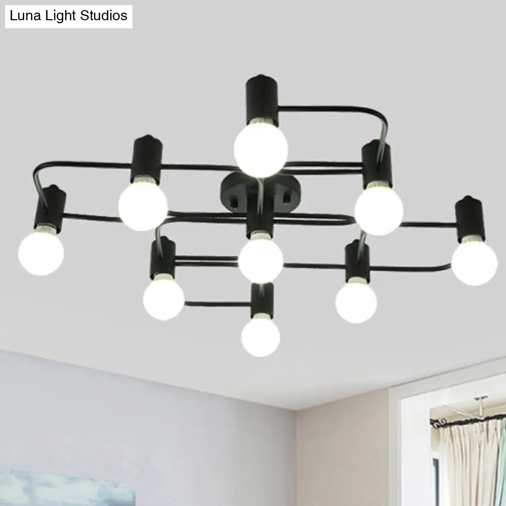 Lámpara de techo semiempotrada DecorBites™ contemporánea, rectangular o con forma de diamante, de 5, 7 o 9 luces, LED blanco/negro y pantalla de cristal opalino.