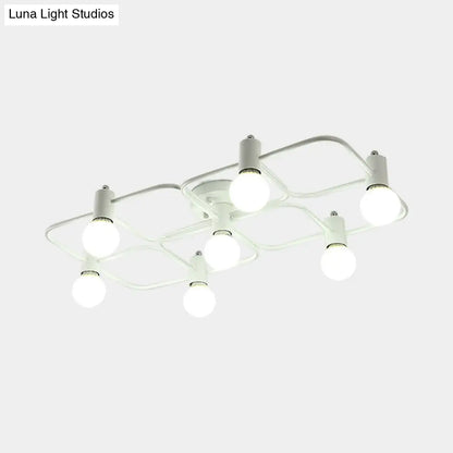 Lámpara de techo semiempotrada DecorBites™ contemporánea, rectangular o con forma de diamante, de 5, 7 o 9 luces, LED blanco/negro y pantalla de cristal opalino.