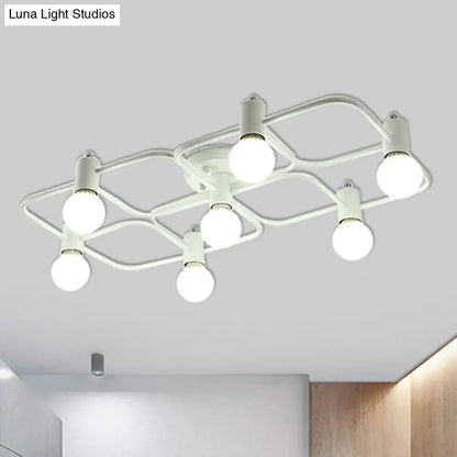 Lámpara de techo semiempotrada DecorBites™ contemporánea, rectangular o con forma de diamante, de 5, 7 o 9 luces, LED blanco/negro y pantalla de cristal opalino.