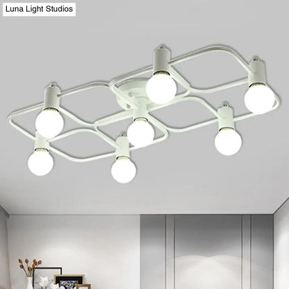 Lámpara de techo semiempotrada DecorBites™ contemporánea, rectangular o con forma de diamante, de 5, 7 o 9 luces, LED blanco/negro y pantalla de cristal opalino.