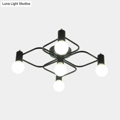 Lámpara de techo semiempotrada DecorBites™ contemporánea, rectangular o con forma de diamante, de 5, 7 o 9 luces, LED blanco/negro y pantalla de cristal opalino.