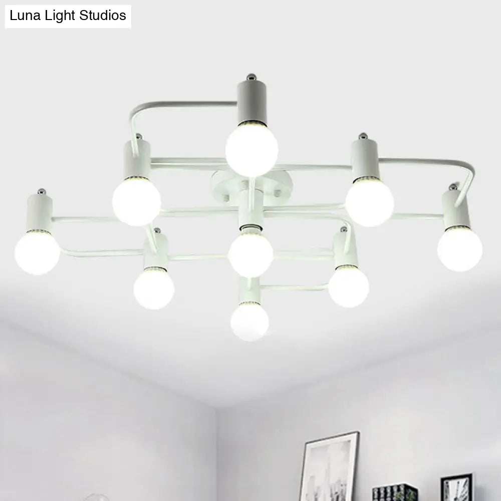 Lámpara de techo semiempotrada DecorBites™ contemporánea, rectangular o con forma de diamante, de 5, 7 o 9 luces, LED blanco/negro y pantalla de cristal opalino.