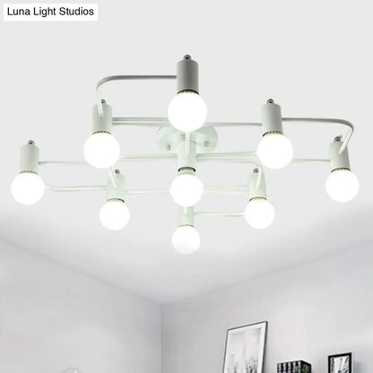 Lámpara de techo semiempotrada DecorBites™ contemporánea, rectangular o con forma de diamante, de 5, 7 o 9 luces, LED blanco/negro y pantalla de cristal opalino.