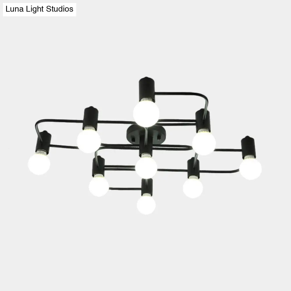 Lámpara de techo semiempotrada DecorBites™ contemporánea, rectangular o con forma de diamante, de 5, 7 o 9 luces, LED blanco/negro y pantalla de cristal opalino.