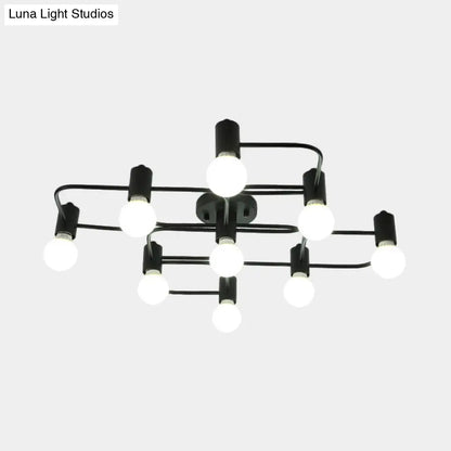 Lámpara de techo semiempotrada DecorBites™ contemporánea, rectangular o con forma de diamante, de 5, 7 o 9 luces, LED blanco/negro y pantalla de cristal opalino.