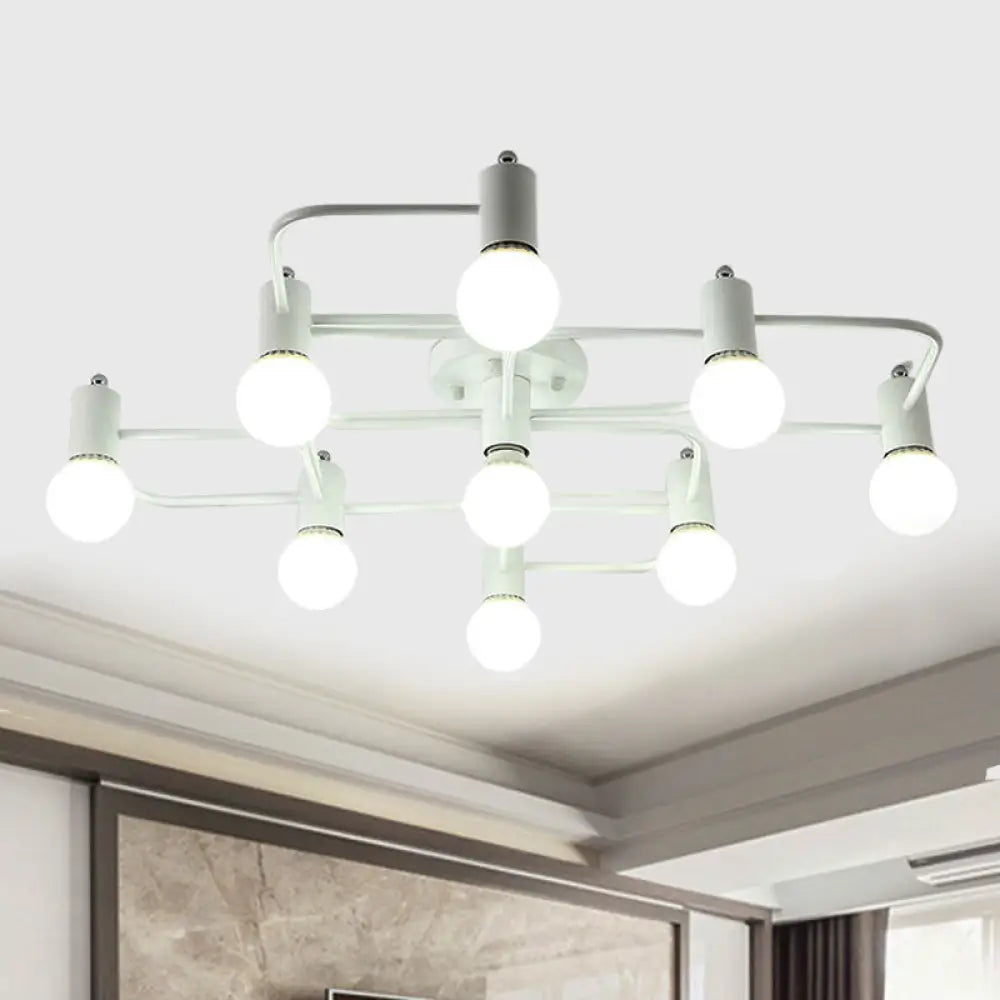 Lámpara de techo semiempotrada DecorBites™ contemporánea, rectangular o con forma de diamante, de 5, 7 o 9 luces, LED blanco/negro y pantalla de cristal opalino.