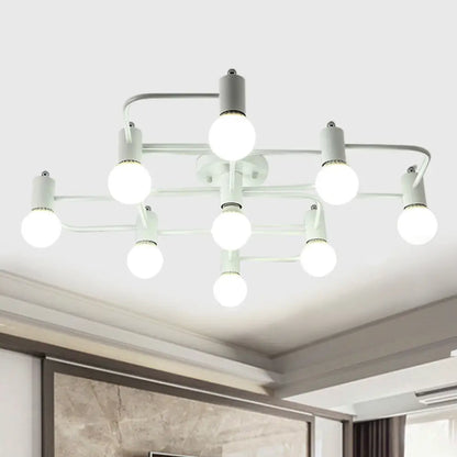 Lámpara de techo semiempotrada DecorBites™ contemporánea, rectangular o con forma de diamante, de 5, 7 o 9 luces, LED blanco/negro y pantalla de cristal opalino.