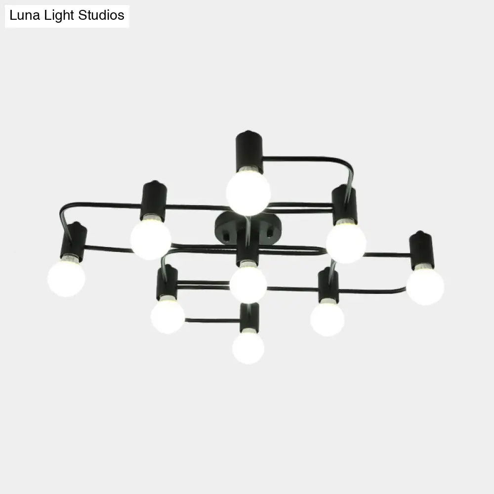 Lámpara de techo semiempotrada DecorBites™ contemporánea, rectangular o con forma de diamante, de 5, 7 o 9 luces, LED blanco/negro y pantalla de cristal opalino.