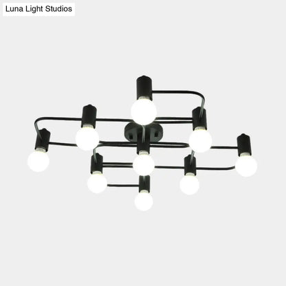 Lámpara de techo semiempotrada DecorBites™ contemporánea, rectangular o con forma de diamante, de 5, 7 o 9 luces, LED blanco/negro y pantalla de cristal opalino.