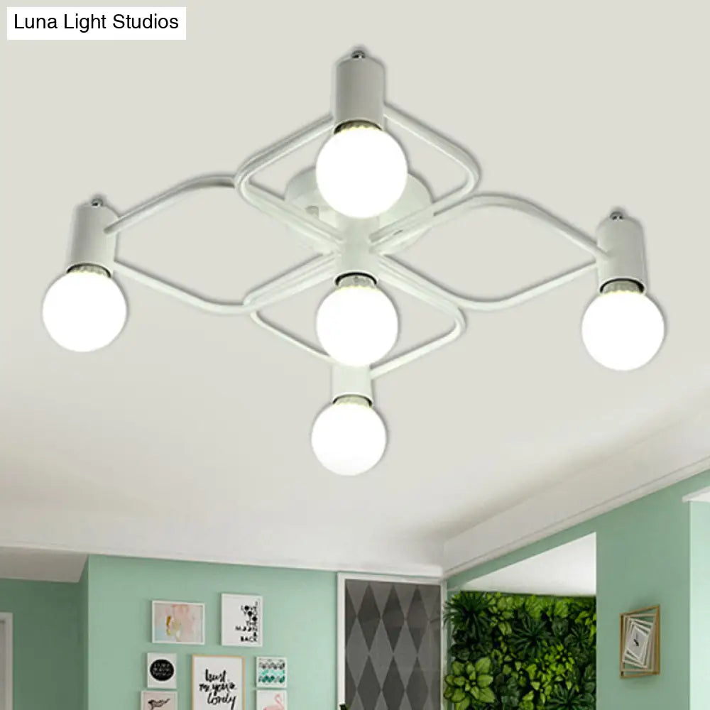 Lámpara de techo semiempotrada DecorBites™ contemporánea, rectangular o con forma de diamante, de 5, 7 o 9 luces, LED blanco/negro y pantalla de cristal opalino.