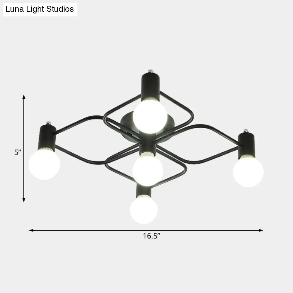 Lámpara de techo semiempotrada DecorBites™ contemporánea, rectangular o con forma de diamante, de 5, 7 o 9 luces, LED blanco/negro y pantalla de cristal opalino.