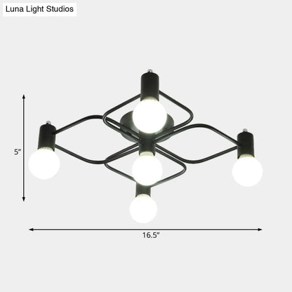 Lámpara de techo semiempotrada DecorBites™ contemporánea, rectangular o con forma de diamante, de 5, 7 o 9 luces, LED blanco/negro y pantalla de cristal opalino.