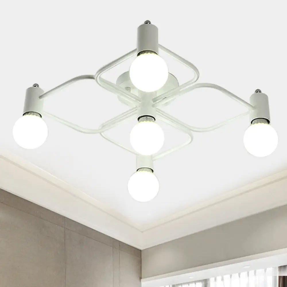 Lámpara de techo semiempotrada DecorBites™ contemporánea, rectangular o con forma de diamante, de 5, 7 o 9 luces, LED blanco/negro y pantalla de cristal opalino.