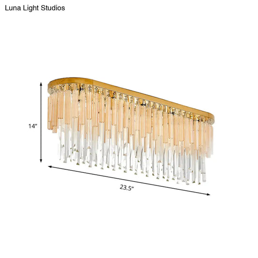 DecorBites™ DecorBites™ Contemporary Dining Room Ceiling Mounted Crystal Flush Mount Lamp - 10 Lights Golden Icicle, 23.5"/31.5" Width