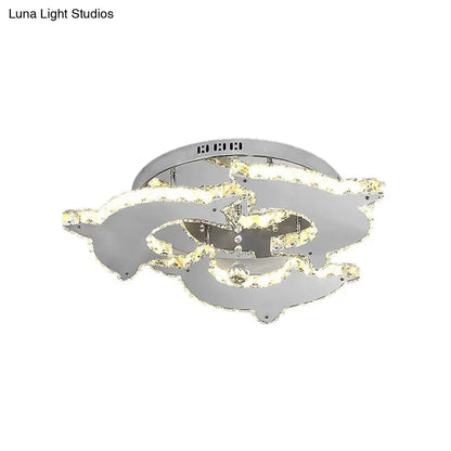 DecorBites™ Contemporary Dolphin Semi Flush Mount Ceiling Light with Crystal and Metal Accents - 2/3 Heads in Nickel