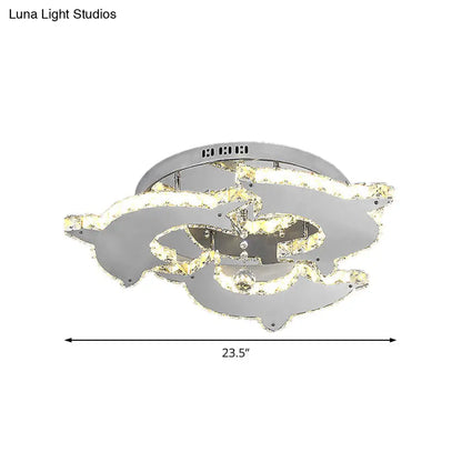 DecorBites™ Contemporary Dolphin Semi Flush Mount Ceiling Light with Crystal and Metal Accents - 2/3 Heads in Nickel