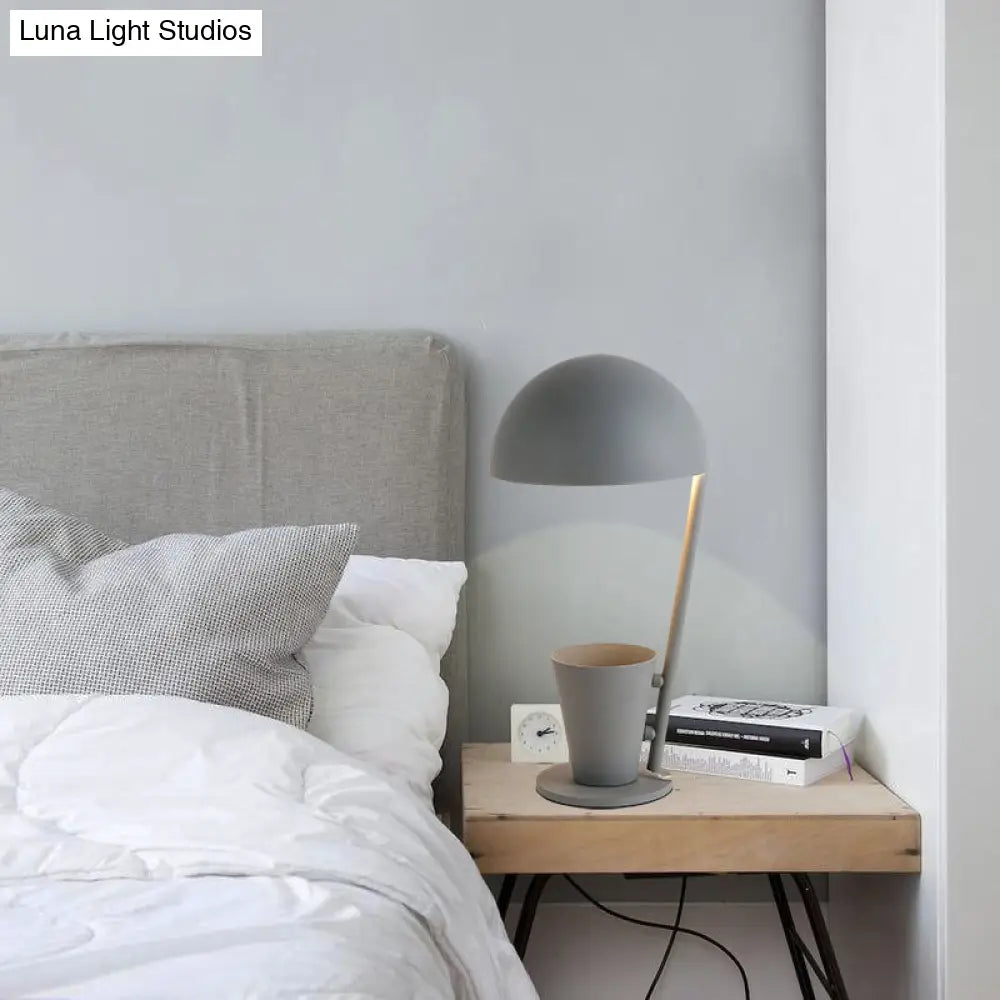 Contemporary Dome Metallic Shade Desk Lamp - Black/Gray, 1-Bulb Reading Book Light with Storage Cup