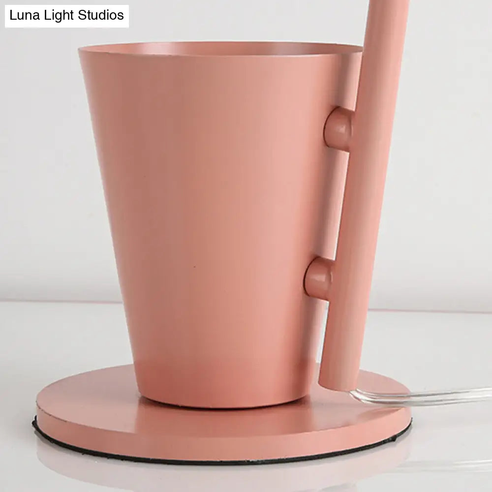 Contemporary Dome Metallic Shade Desk Lamp - Black/Gray, 1-Bulb Reading Book Light with Storage Cup